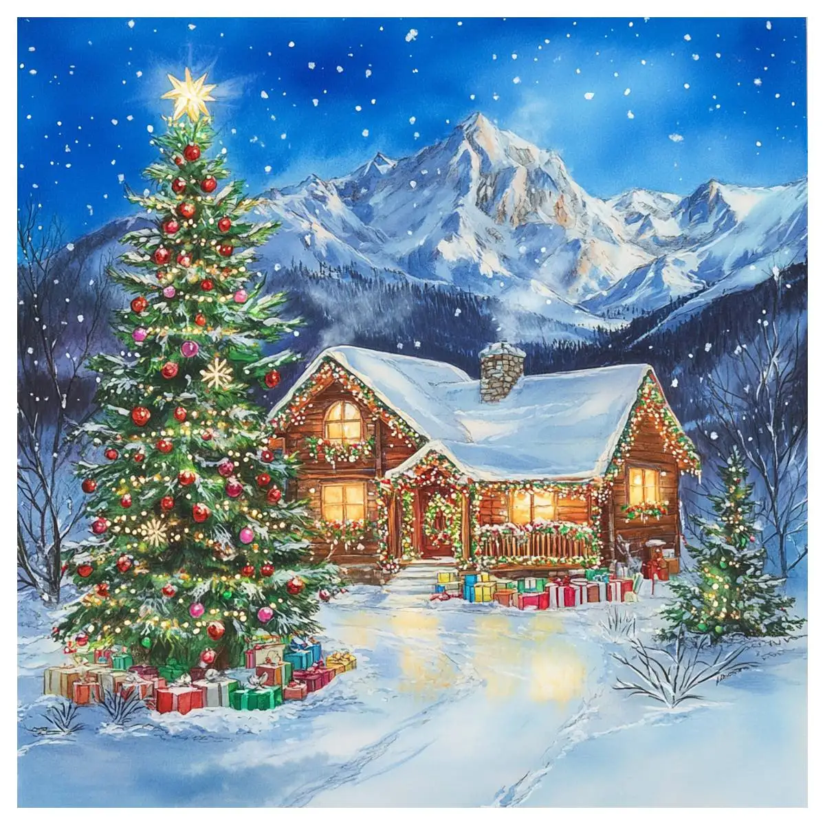 Weihnachtshaus 40X40CM/15,74 Zoll Kreuzstich-Set DIY 11CT/14CT Stickerei-Handwerk Kreuzstich-Sets als Geschenk