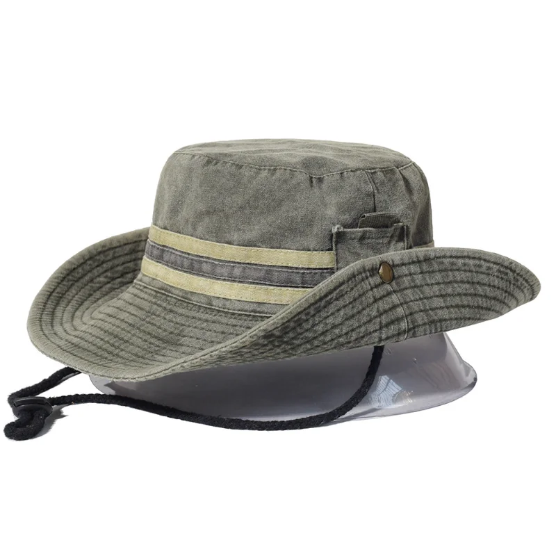 Fishing Hiking Sun Hat Men Women Boonie Hat Wide Brim Bucket Hat Outdoor Safari Summer Cap Cotton Bucket Hat 2