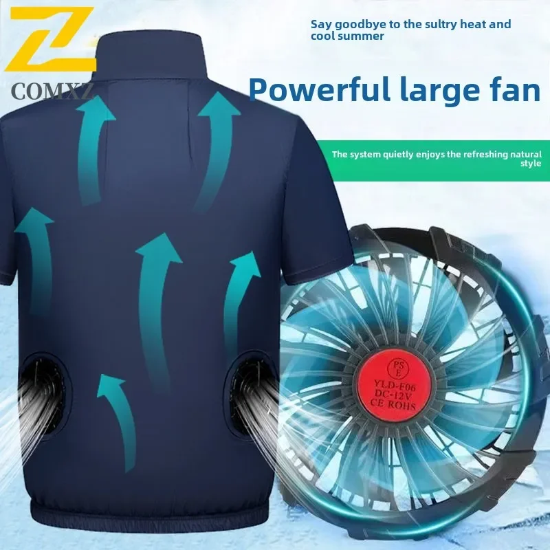 Mens Womens Summer Cooling Vest with Fan Lightweight Breathable Work Jacket Outdoor Construction Safety Air Conditioner Clothing