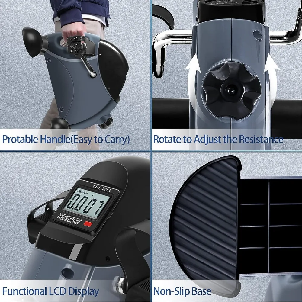  XBSLJ Mini bicicleta estática Pedal ejercitador portátil para  pies, mano, brazo, pierna, pedaleo de ejercicios de pierna, ejercicio de  bicicleta de ejercicio, ejercitador de pedales de pie, equipo de  rehabilitación de