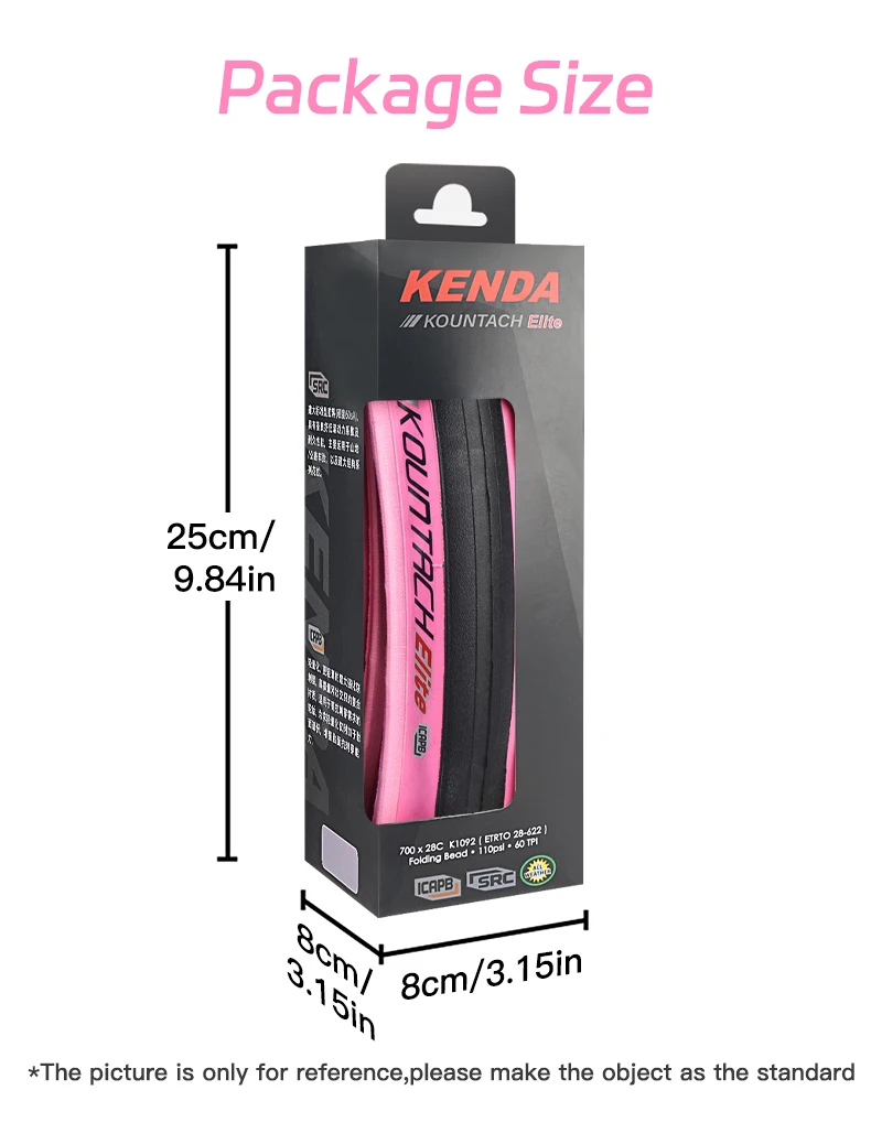 Kenda K1092 Neues Rennrad, pannen- und rutschfeste Reifen, ultraleicht, faltbar, 700 x 28 cm, Kountach Elite, rosa Seite – Detail 14