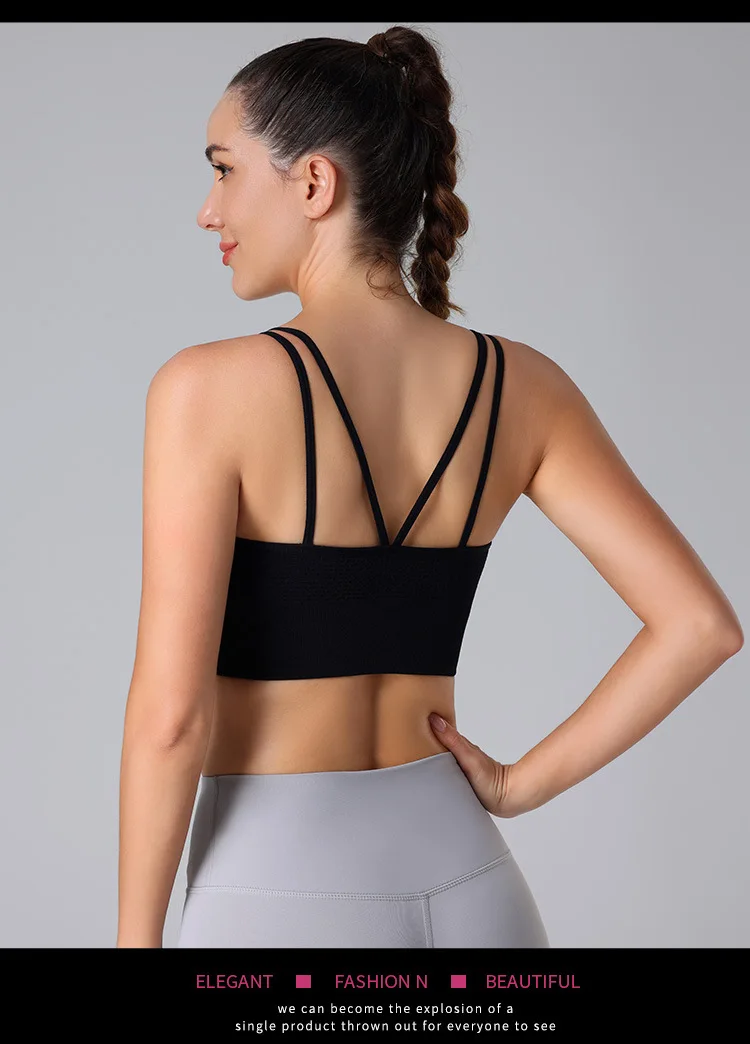 Frauen Cross Strap Sport BH Top Frauen Push-up Sport BH Yoga Gym Crop Top Büstenhalter Fitness Top Sport BH atmungsaktive BHs neu – Detail 9