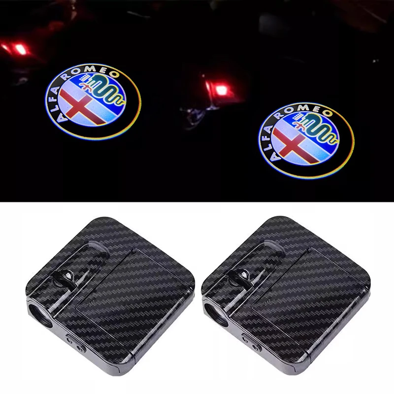XINZHIXI 2 Stks LED Auto Deur Welkom Licht Logo Projector voor Alfa Romeo Giulia Romeo Mito Stelvio Brera 147 156 159 GT, B