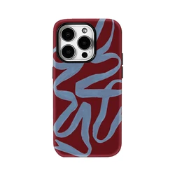 Luxurious Double - Layer Back Cover with Blue Ribbon Accent on Burgundy - iPhone 14 Plus (FLR - 327FLR1015A31)