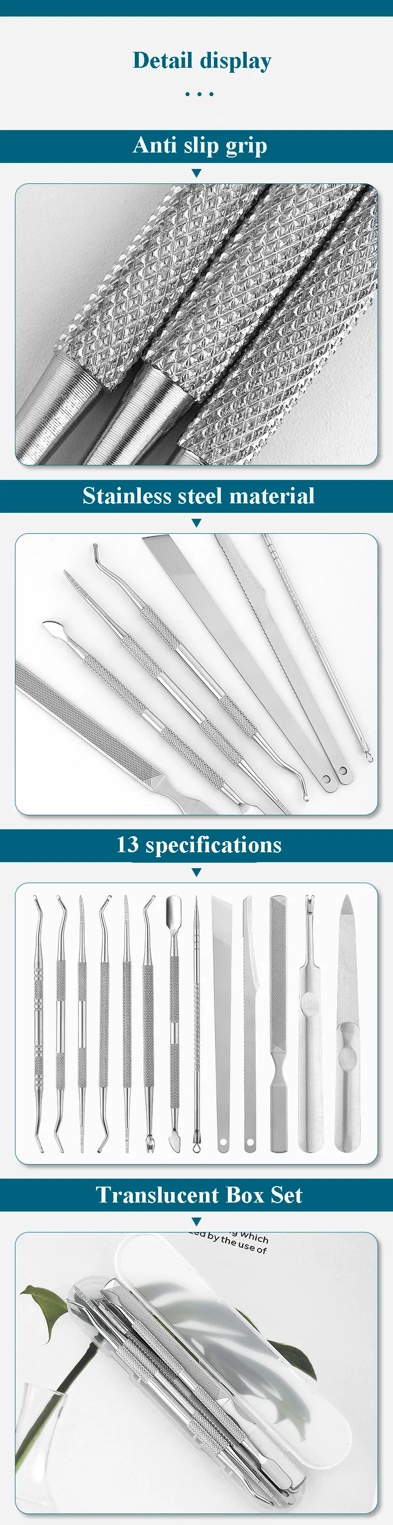 3-6 stücke Edelstahl Maniküre Pediküre Messer Zu Entfernen Abgestorbene Haut Schwielen Dicke Harte Nagel Clippers Akne Nadel Pick werkzeug Set – Detail 2