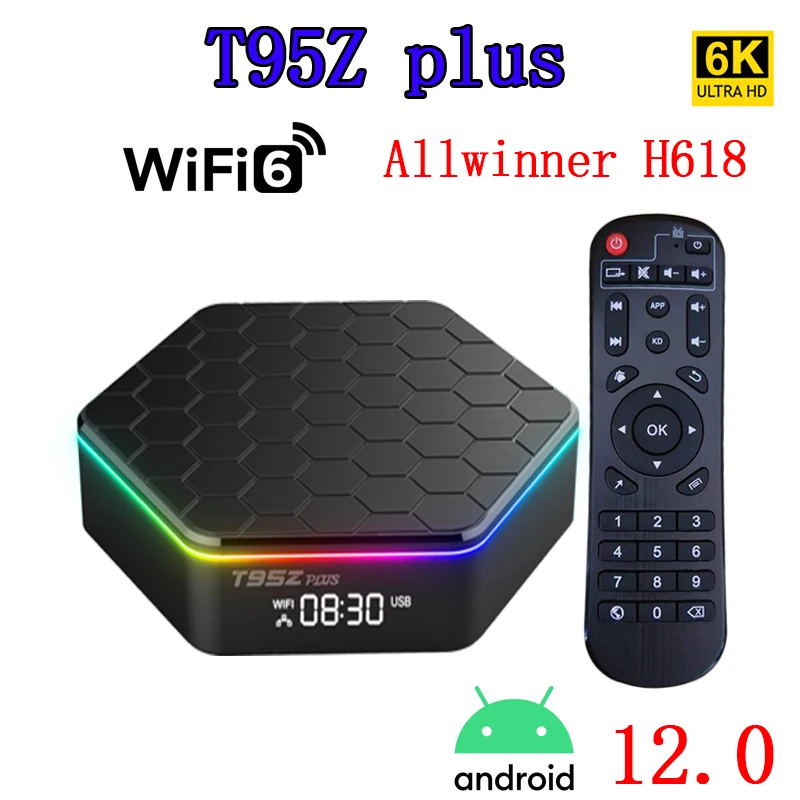 T95Z Plus Smart Android TV Box 4GB RAM Bluetooth 5.0 2.4G&5G Multifunction Player WiFi6 HD Quad Core 6K Android 12 Tv Box