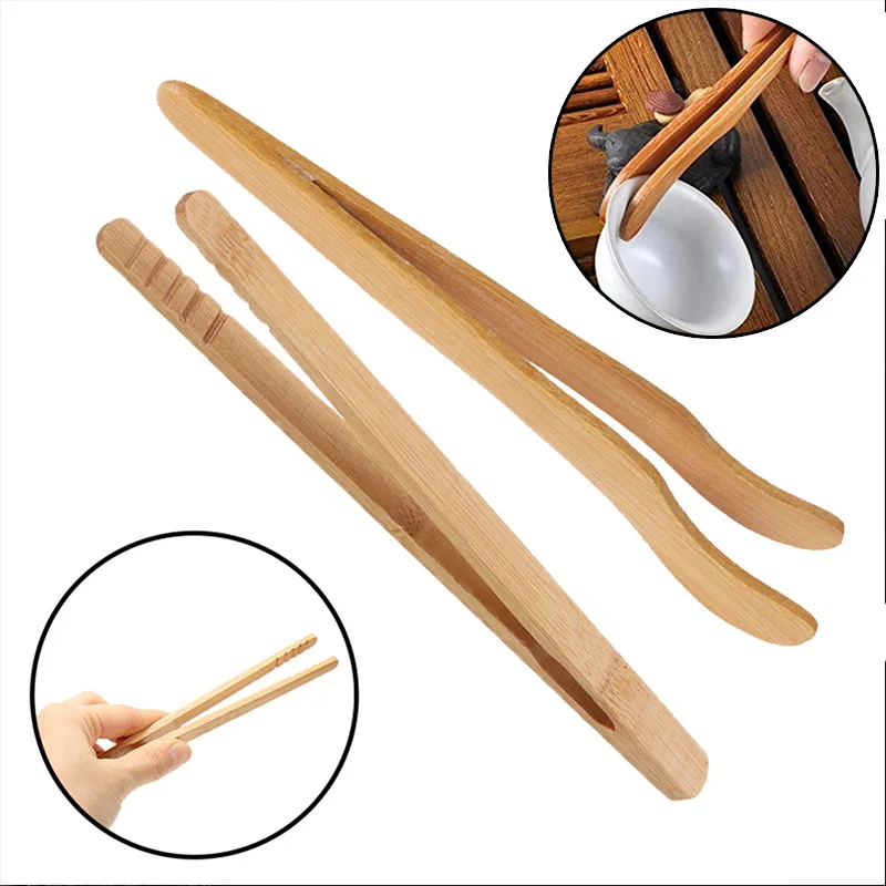 1Pc Kitchen Toaster Tongs Bamboo Heat-Proof Short Food Tongs Cooking Tea Clip Food Toast Tong Tweezer Tea Tool food tongs