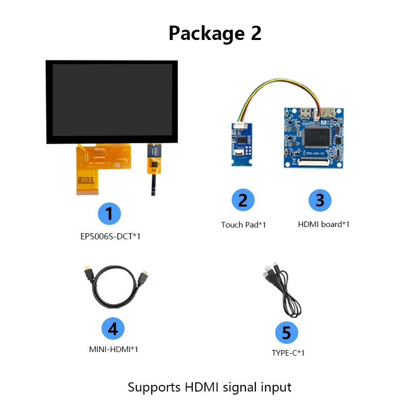 터치 하이 픽셀 800*480, IPS 모듈 RGB 디스플레이 TYPE-C 전원 미니 HDMI 지원 DIY가 포함된 5인치 HDMI 소형 보드 모듈