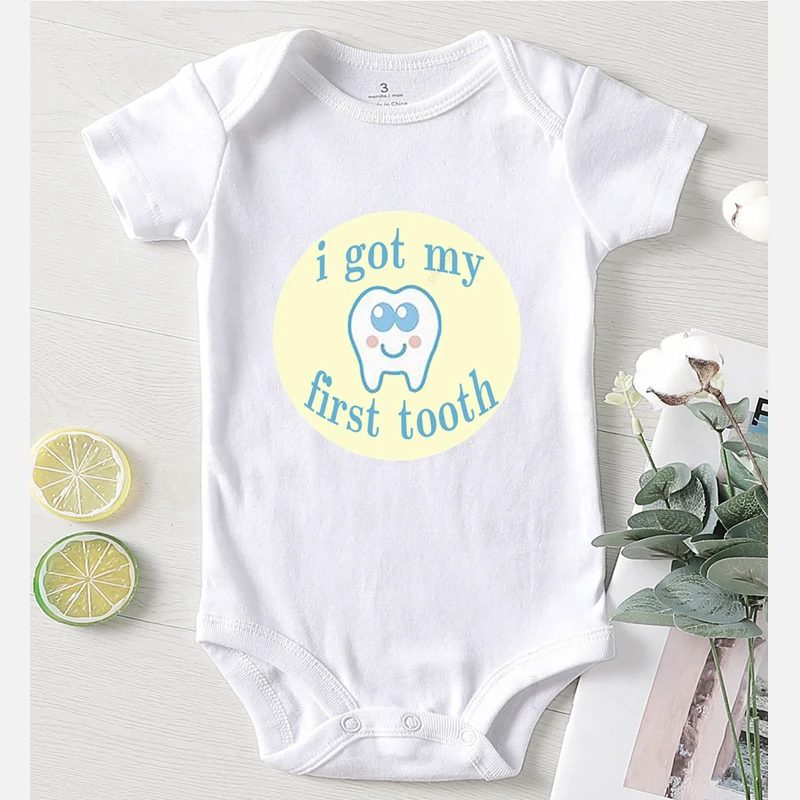 Baby Bodysuits are cool Romper Kids Autumn New Born Baby Clothes Winter Newborn Girl Outfit Clothing for Babies I Got My First First Tooth Print carters baby bodysuits	 Baby Rompers