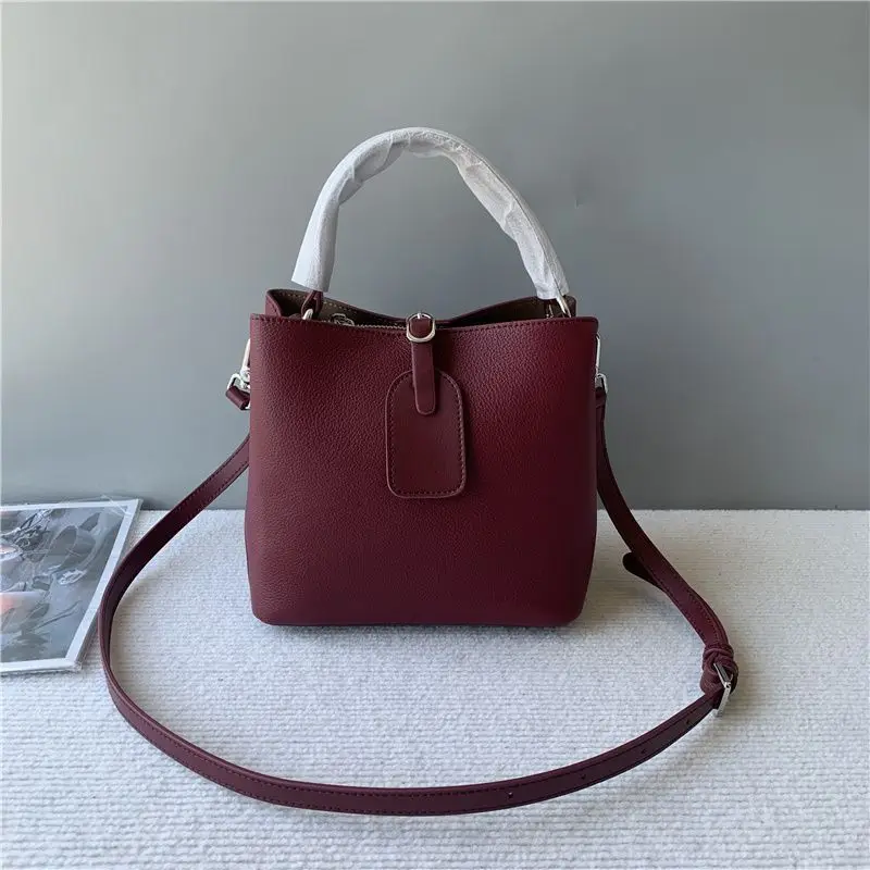 

Bucket Bag Cowhide Single Shoulder Crossbody Handbag Sling Bag Stylish Commuter Bag For Women