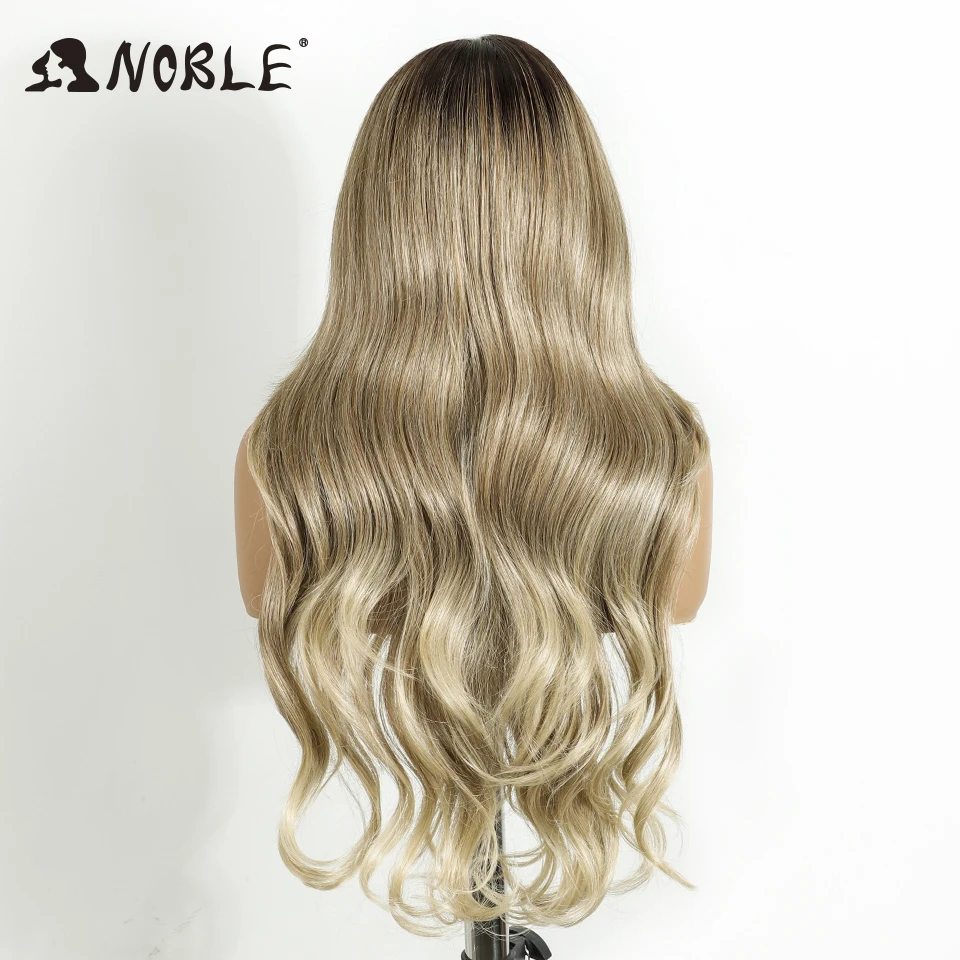 Noble Synthetic Lace Front Wig HD Transparent 13X6 Lace Body Wavy Wig For Women Lace Wig Ombre Blonde Highlight Cosplay Wig
