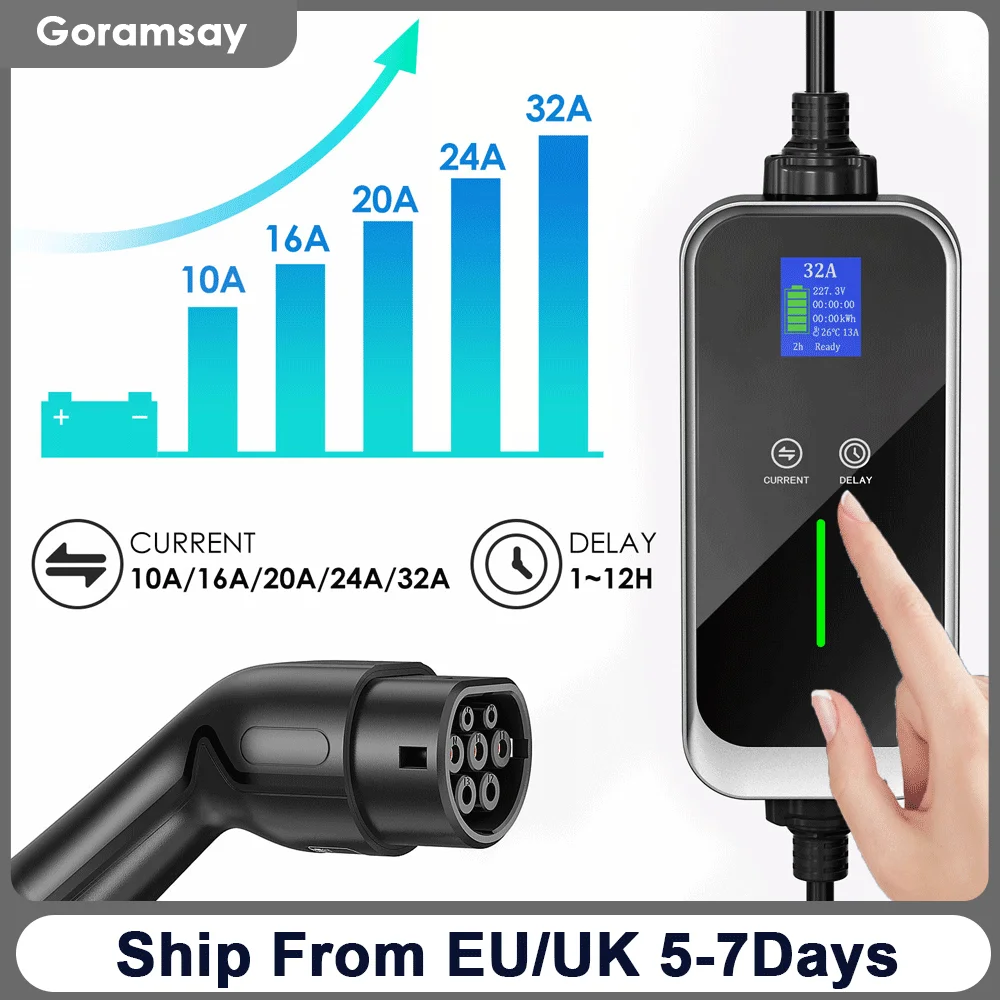 1632AEVPortableChargerWithTimerType2ChargingBoxElectricCar