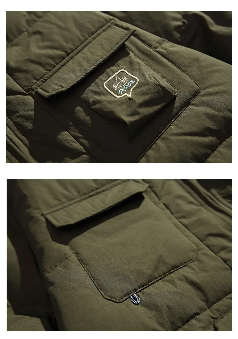 2024 Winter Men Streetwear Fashion Loose Casual Outdoor Duck Down Cargo Shirt Style Parkas Jacket Cityboy Warm Coat Outerwear 5