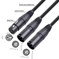 Professional Female to Male XLR 3 Pin Cable 1 to 2 Zinc Alloy Y Splitter Cord Foil Braided Shielded Microphone Line Amplifier - Image 6
