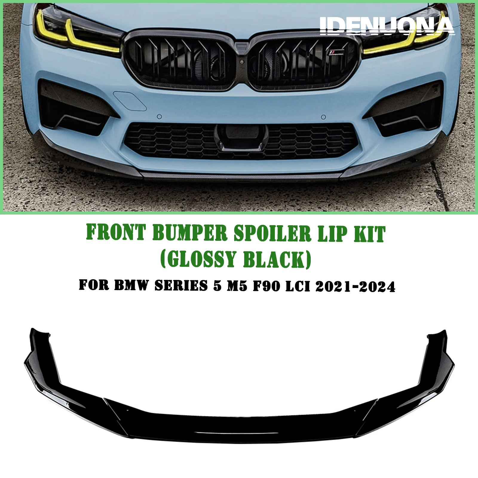 Для BMW F90 M5 LCI 2021-2024 Седан 4-дверный M5 конкурс передний бампер спойлер губа из углеродного волокна внешний вид/Блеск Черный Защитный сплиттер