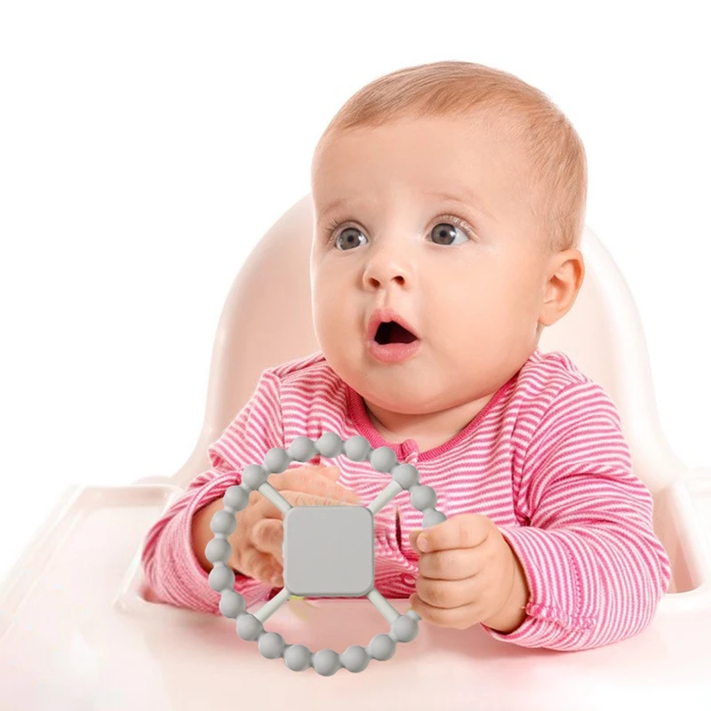 Baby Teether Elastic Molar Toy Round Chewable Silicone Teething Rings Nursing Bracelet BPA Free Baby Accessories For Newborn 1Pc teething toys silicone teething toys