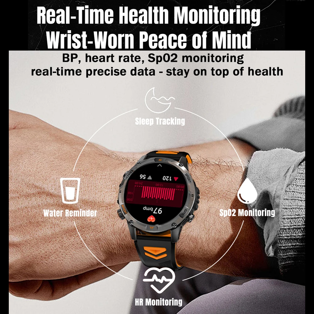 T-Rex 3 Military Rugged Smart Watch Men's 580 mAh Battery Built-in GPS Altimeter 3ATM Waterproof Talking 170+ Sport Smartwatch