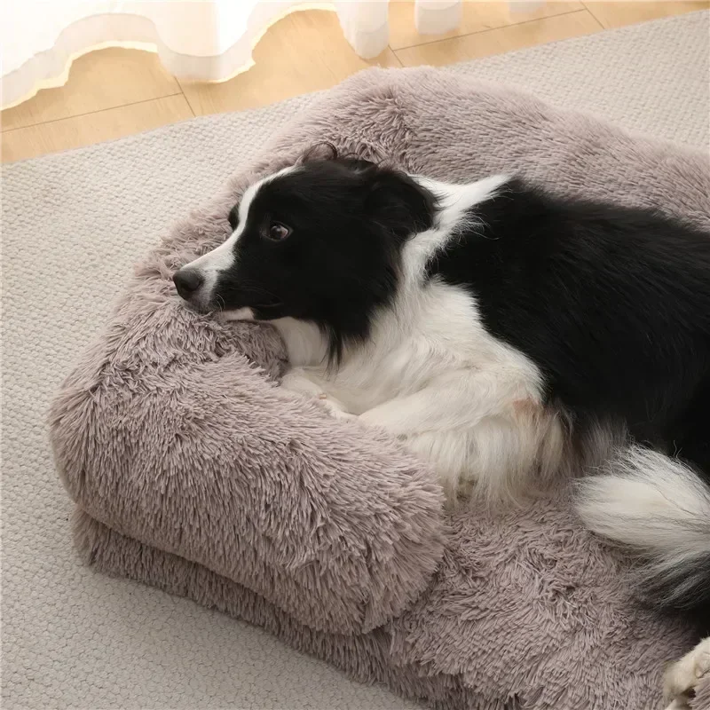 Dog Bed Mats Washable Large Dog Sofa Bed Portable Pet Kennel Fleece Plush House Full Size Sleep Protector Product Dog Bed