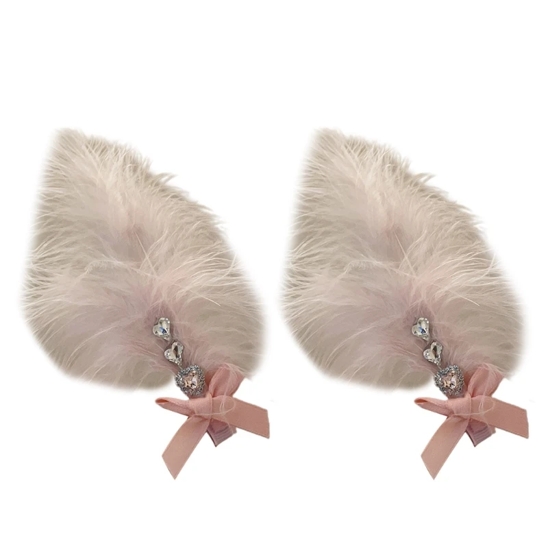 

Elegant Feather Hair Clip for Bride FlapperCostume Hair Dress Clip Bowtie Furry Side Clip Non-slip Hair Barrettes