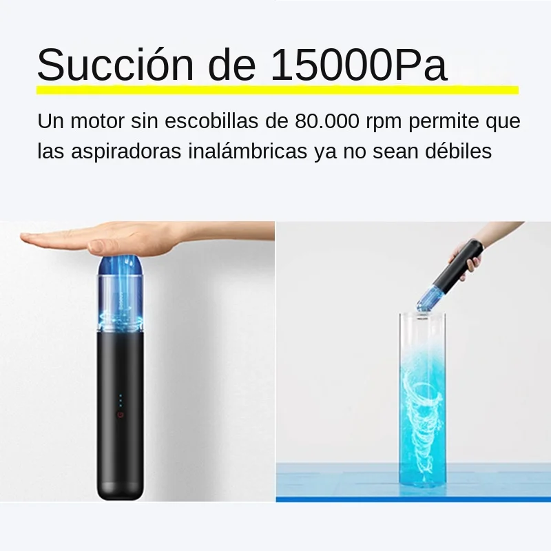 Baseus-aspiradora inalámbrica 2 en 1 para coche, aspirador de mano con boquilla de succión, 15000Pa, luz LED, limpieza de PC y casa