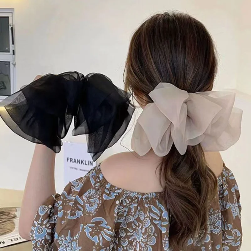Fermaglio per capelli in Chiffon Bowknot fermaglio per Bowknot Super grande per donna comodo copricapo accessori per capelli donna accessori per abbigliamento - immagine 3