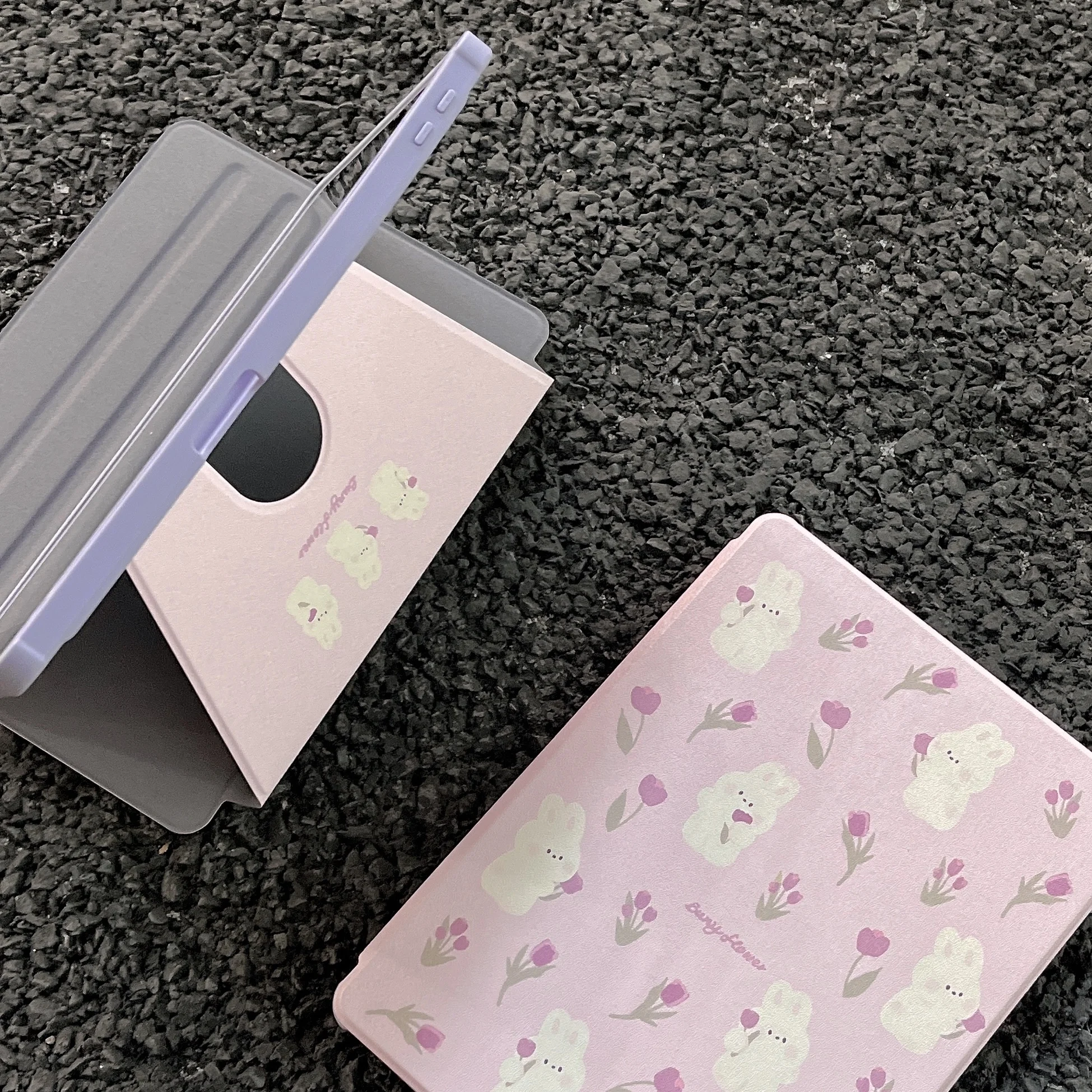 Rotação Case Coelho dos Desenhos Animados para o Ipad 10.2 7th 8th 9th 9.7 6th 11 12.9 Mini ar 5th Capa com Slot Lápis Titular 360 - Imagem 5