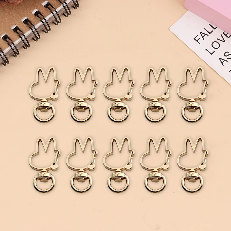 10Pcs Alloy Bat Dolphin Rabbit Keychain With Lobster Clasp For DIY Handmade Accessories