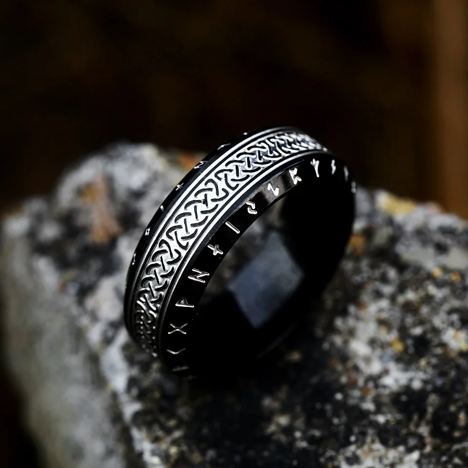 Vintage Odin Noorse Viking Amulet Rune Ringen Voor Mannen Cool Rvs Keltische Ring Bruiloft Sieraden Valentijnsdag Dagen geschenken