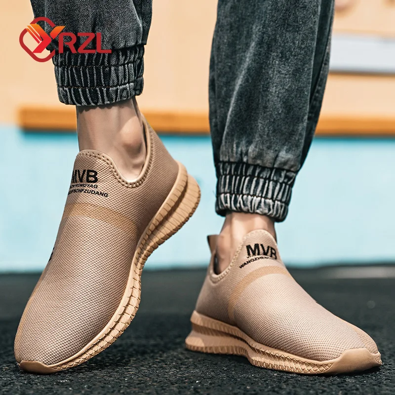 YRZL Sneakers Lightweoght Outdoor Shoes for Men Breathable Mesh Casual Sport Shoes Comfortable Slip on Sneakers for Men