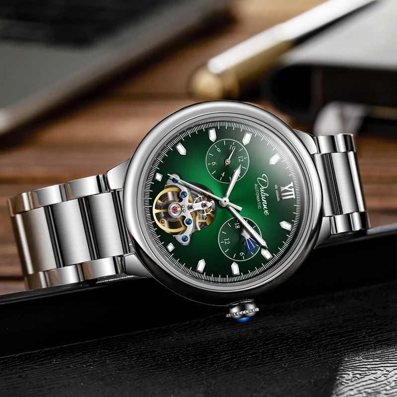 Luxus Herren Neue Mechanische Skelett Uhren Mode Tourbillon Automatische Aushöhlen Uhr Wasserdicht Casual Leuchtende Uhr_voghion.com