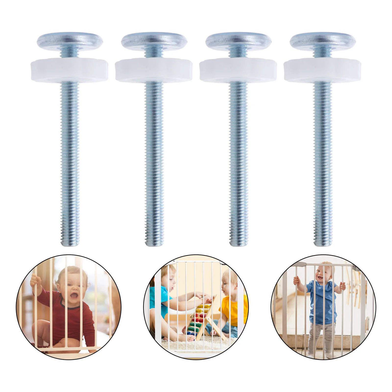 4 Pcs Threaded Spindle Rods Screw Bolts for Pressure Mounted Baby Safety Gates