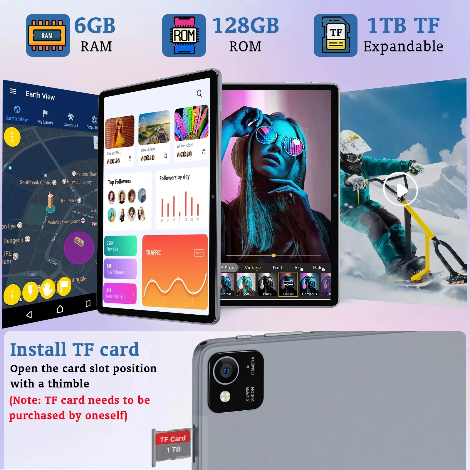 Hot Pepper Tablet DT40 6GB RAM 128GB ROM + 1TB Expansion