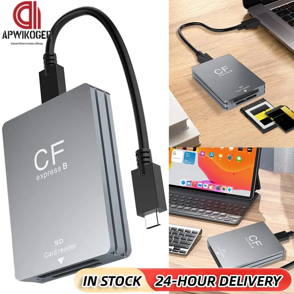 2 in 1 CFexpress Type B&SD Card Reader Cardreader Adapter with USB C To USB C/A Cable Support Android/Windows/ OS for SLR