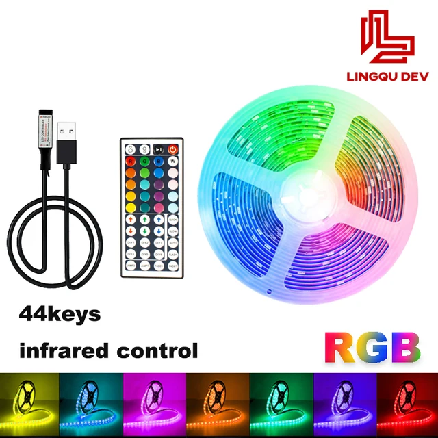 LED Strip Light 20m 15m 10m 1-5m for Room Decor Color RGB 5050 LED Tape 5V LED for TV Backlight and House Party Neon Lighting IR 44keys