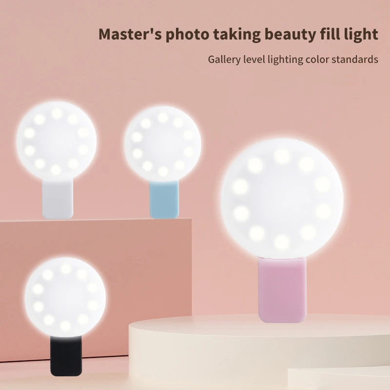 1Pc Mini Selfie Ring Light Portatile Clip-On Selfie Fill Light Usb Ricaricabile A Batteria Led Fill Light Per Telefono Cellulare