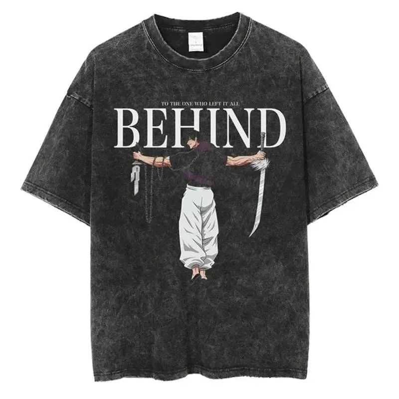 Fushiguro Toji Printed Washed Cotton Harajuku T-Shirt - Casual Unisex Anime Tee