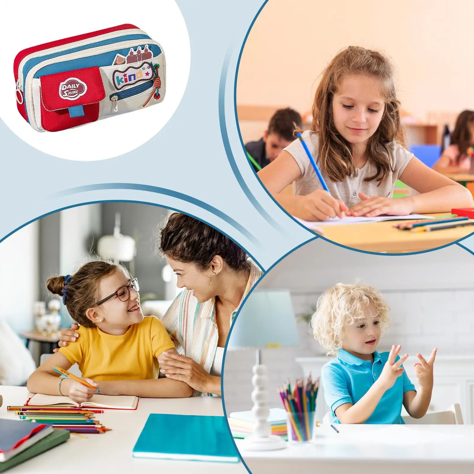 School Pencil Case School Pencil Pouch Vintage Zippered Large Capacity Organizer For Drawing Crayon Makeup Marker Stationery