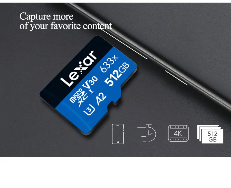 렉사 633x 마이크로 SD 카드 256GB 128GB 64GB SDXC V30 U3 32GB SDHC V10 U1 클래스 10 A1 플래시 메모리 마이크로SD 프로 맥스 울트라