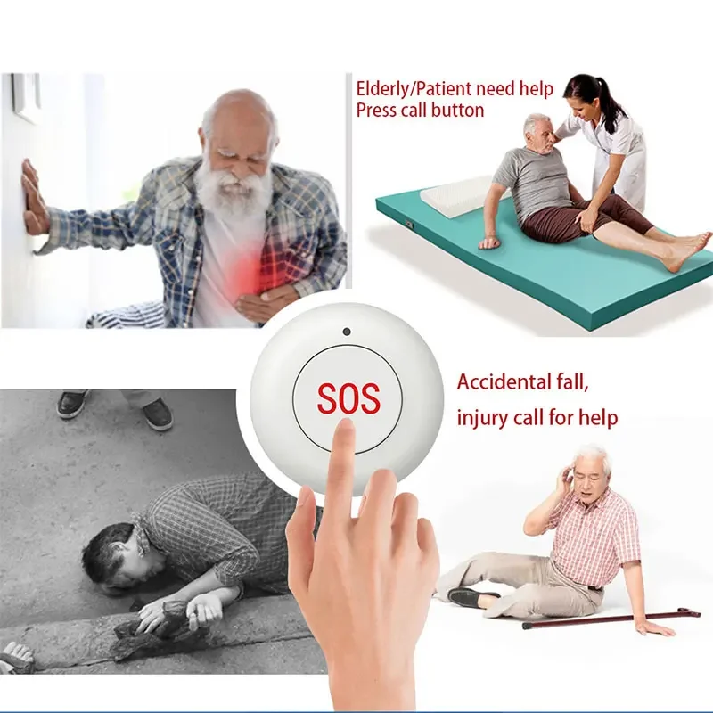 PGST Emergency Wireless SOS Medical Alert System Elder Caregiver Pager with Battery Senior Patients SOS Call Button for Elderly