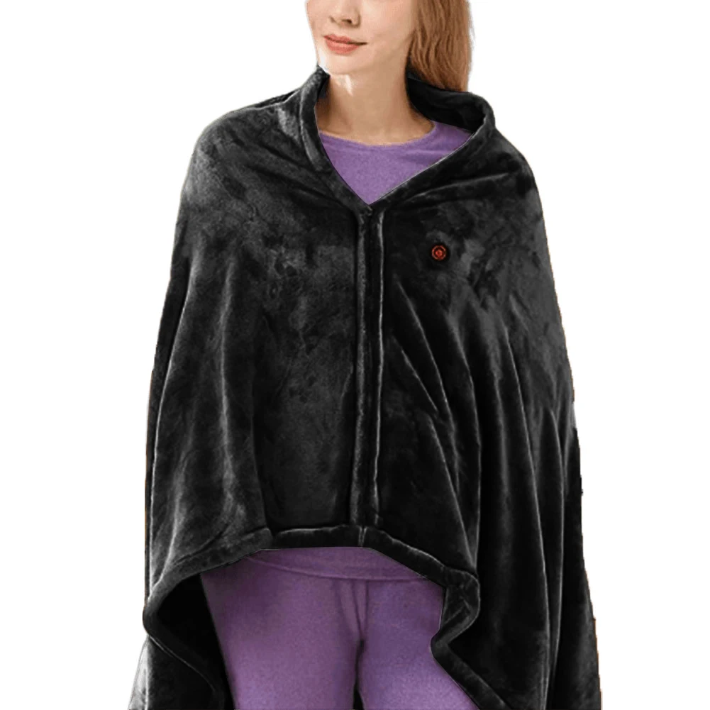 USB Heated Shawl Electric Heating Blanket 3 Heating Level Portable Poncho Wrap Soft Heated Throw Blanket for Indoor Outdoor