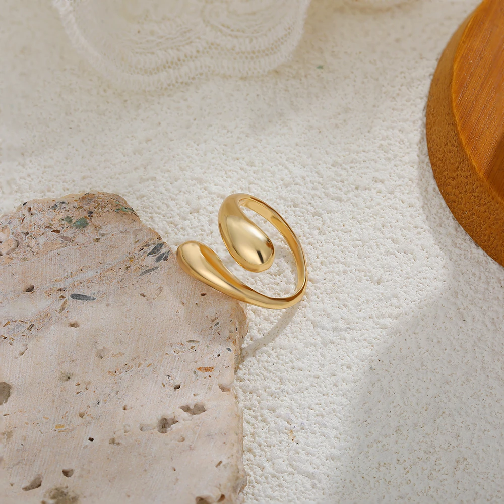 Retro Chunky Dome Wide Zircon Knuckle Ring Gold Plated Waterproof Double-layer Minimalist Thick Ring Punk Femal Jewelry Bijoux