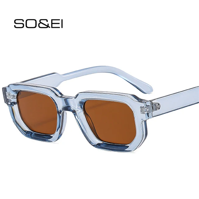 SO & EI mode lunettes de soleil carrées femmes nuances UV400 Vintage bleu thé Punk hommes lunettes de soleil 1