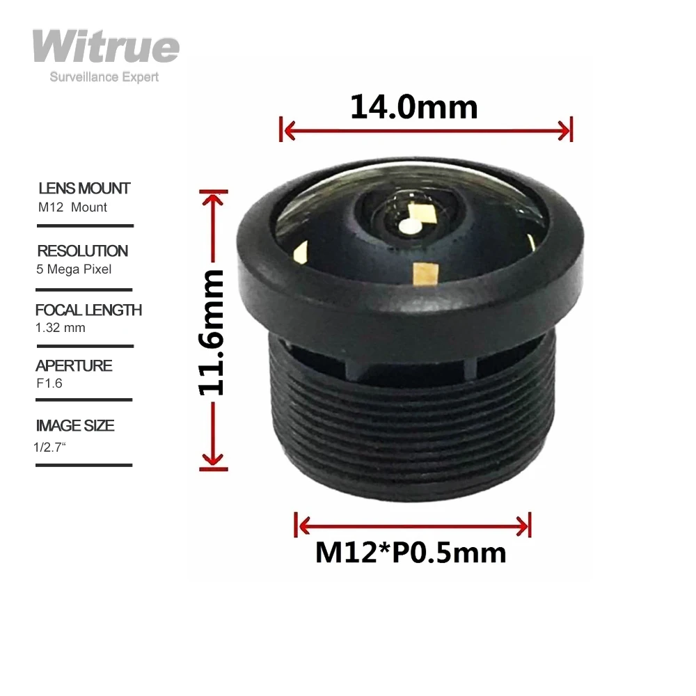waterproof camera lens IP68 M12 Mount HD 5MP 1.32mm Fisheye Aperture F1.6 1/2.7" With 650nm IR Filter For Car Camera Fishing Cameras