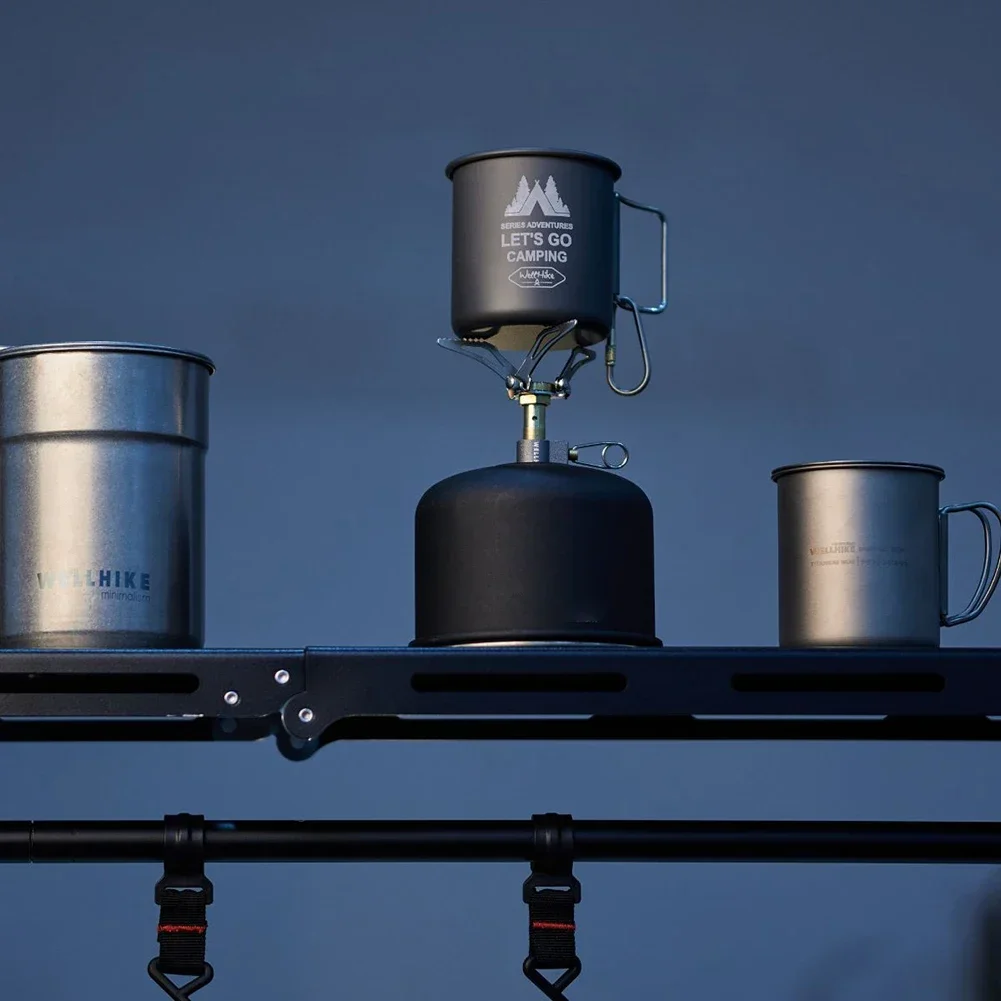 كوب تخييم من الألومنيوم سعة 300 مل، مقبض قابل للطي، كوب قهوة خفيف الوزن للسفر للمشي لمسافات طويلة وحقيبة الظهر