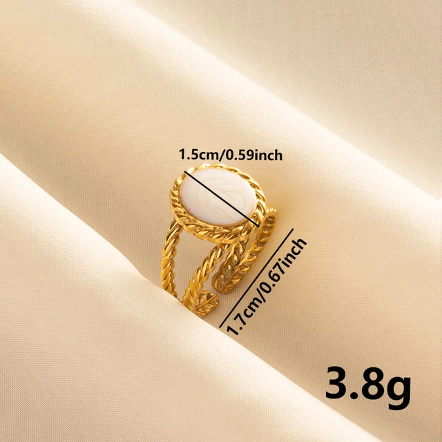 Bagues ouvertes bohème en émail blanc, couleur or, luxe, irrégulier, en acier inoxydable, réglable, bijoux de charme pour femmes, cadeaux