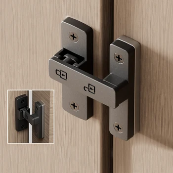 Latch Deadbolt Indoor Non-Punch Door Lock Bathroom Sliding Door Buckle Sliding Door Snap Old-fashioned Surface-mounted Room Door 1