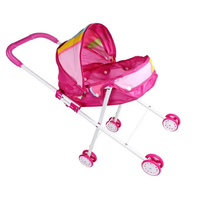 

Doll Stroller For Toddlers Foldable Doll Pram With Dual Wheels Kids Play Stroller Doll Pram With Adjustable Canopy And Comfort