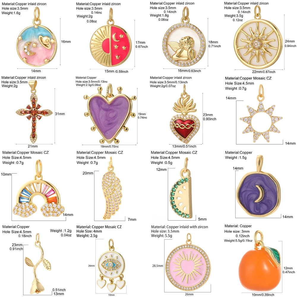 Boho Sonne Mond Herz Halskette für Frauen Bunte Engel Blume Stern Halsbänder Diy Anhänger Edelstahl Kette Hohe Qualität – Detail 5
