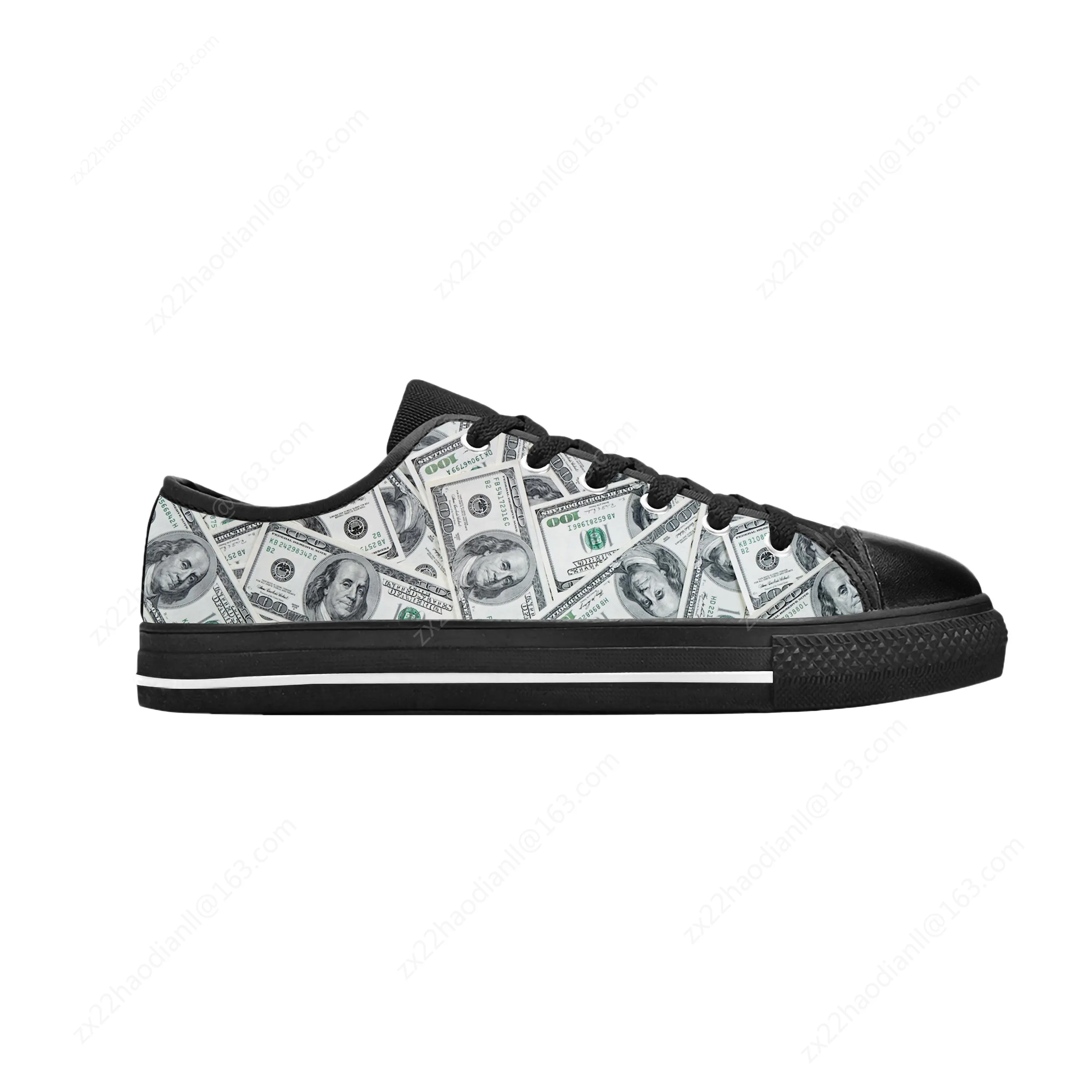 Gothic Dollar Bills Dollars Money Pattern Fashion Casual Cloth Shoes Low Top Comfortable Breathable 3D Print Men Women Sneakers