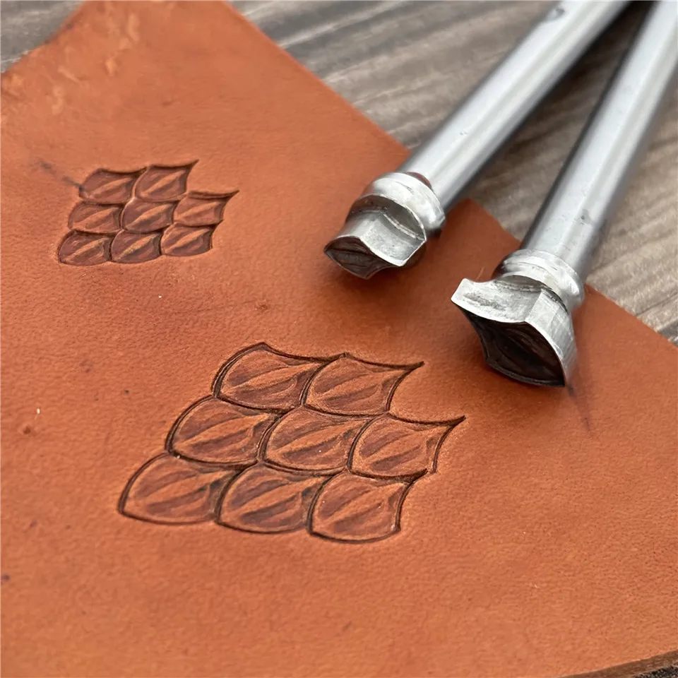 Dragon Scale Leather Stamp Set - 4-Piece Brass Stamping Tools With Steel Handles For Leathercrafting & Carving